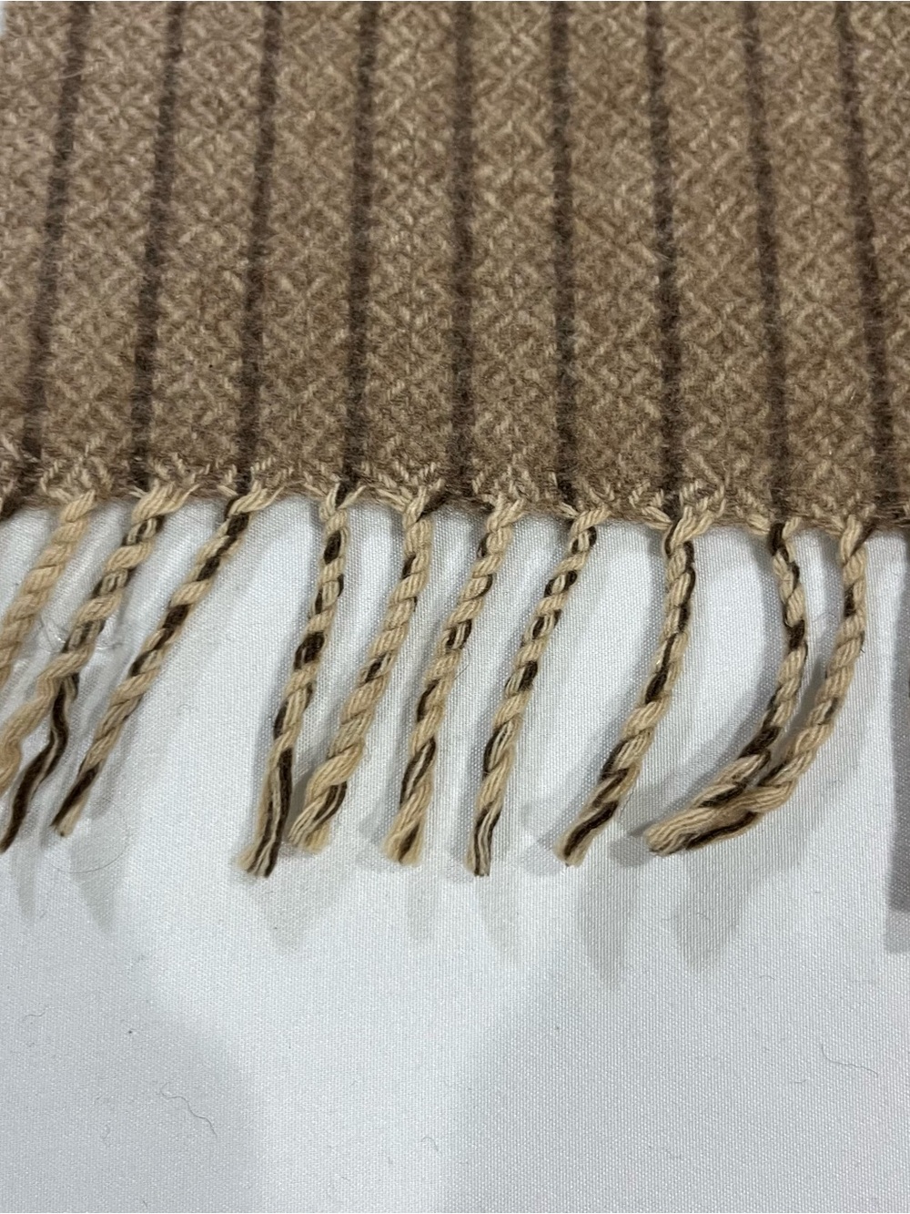 Echo Made In West Germany 100% Cashmere Striped Fringed Scarf Cozy Minimalist - Picture 4 of 6